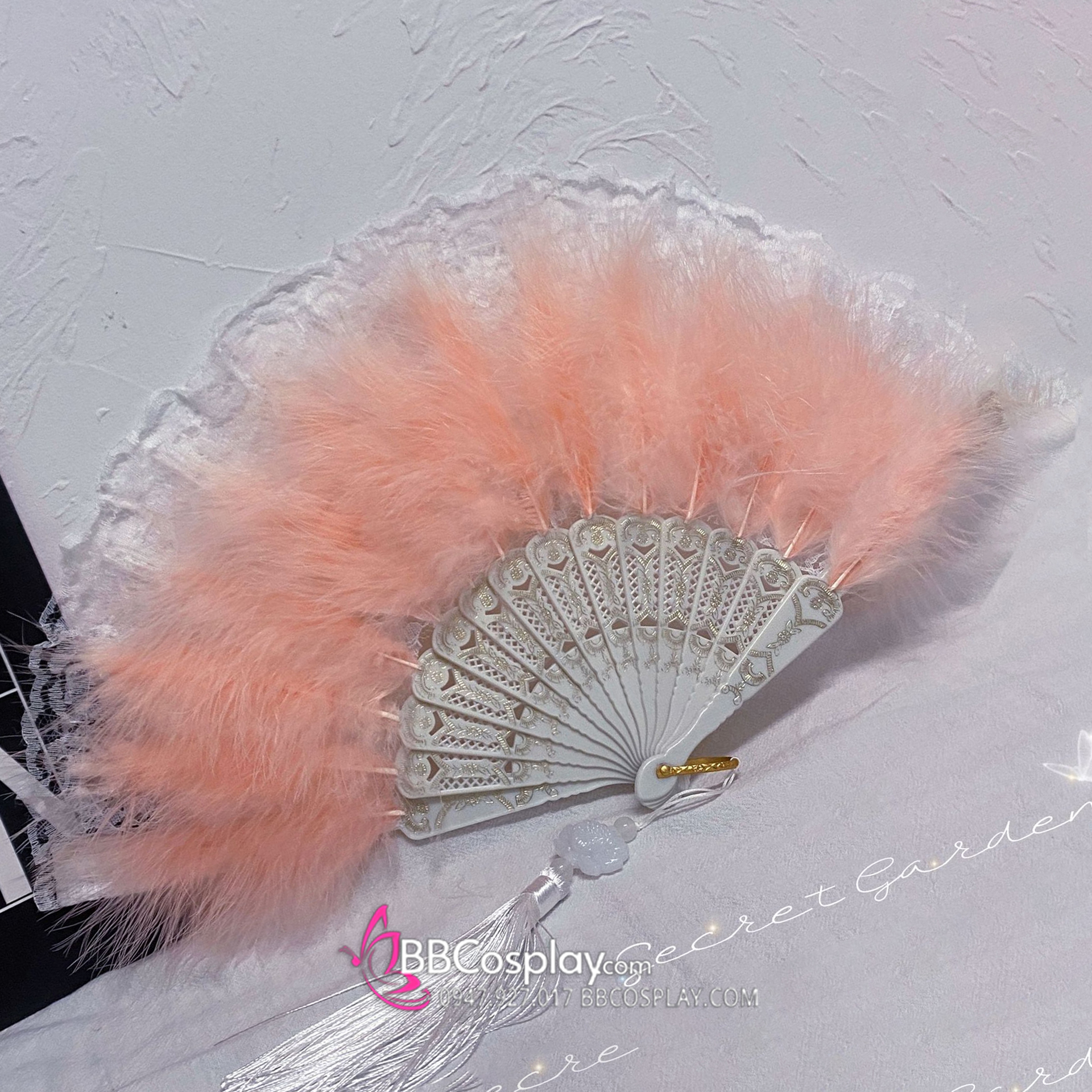 Quạt Lông Vũ Cam Pastel