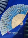 Quạt Xếp Xanh Dương Hoa Đào Trắng
