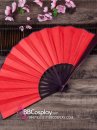 Quạt Xếp Trơn Cán Gỗ Mẫu Đỏ