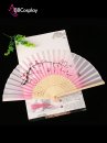 Uchiwa Quạt Vải Nhật Bản Nền Hồng Nhánh Đào Lớn