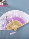 Uchiwa Quạt Vải Nhật Bản Tím Trắng Hoa Mai Trắng
