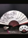 Quạt Lụa Xếp Trắng Bách Sơn