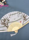 Uchiwa Quạt Vải Nhật Bản Trắng Cành Trúc