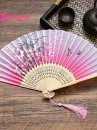 Uchiwa Quạt Vải Nhật Bản Hồng Hoa Lan Bướm Đậu