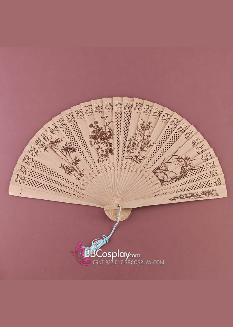 Quạt Gỗ Phong Thuỷ Tứ Bình - Mai Lan Cúc Trúc