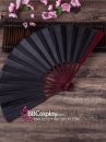 Quạt Xếp Trơn Cán Gỗ Đen Trơn