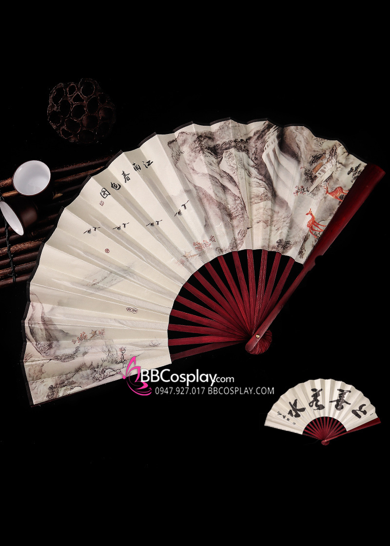 Quạt Xếp Cổ Trang Tranh Phong Thuỷ