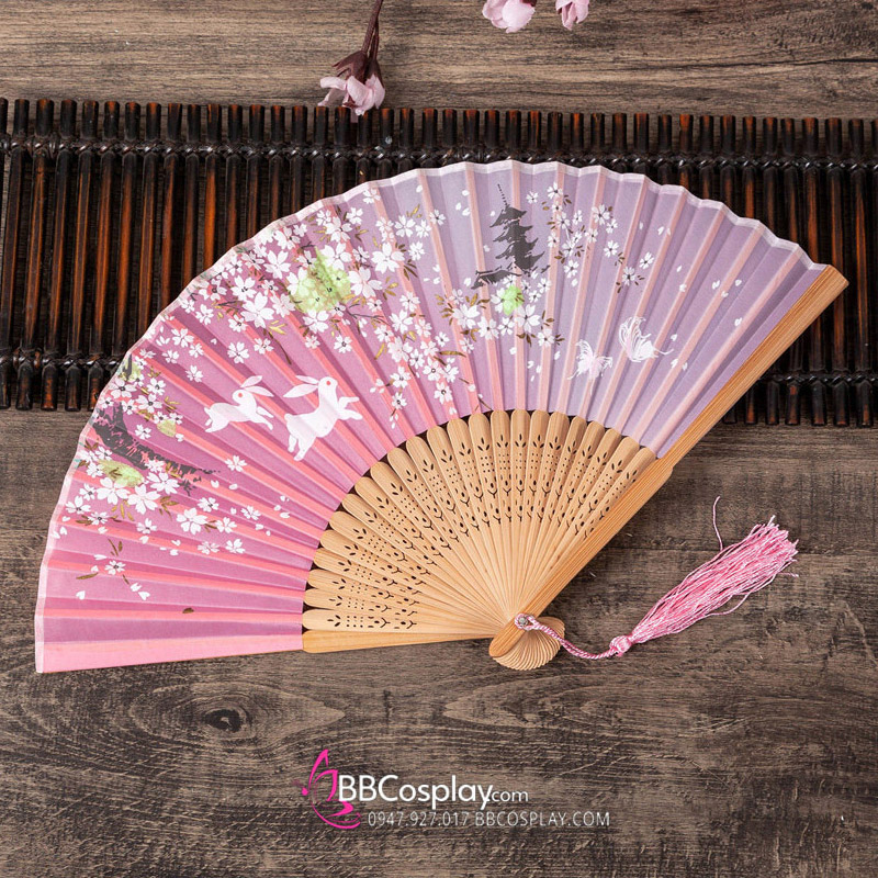 Quạt Xếp Thỏ Hồng