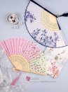 Quạt Xếp Giá Rẻ Cán Gỗ Vải In Hoa Nhiều Mẫu