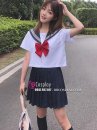 Nữ Sinh Áo Trắng 3 Sọc - Váy Xanh Đen Cơ Bản