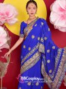 Sari Truyền Thống Ấn Độ Xanh Cobalt Blue