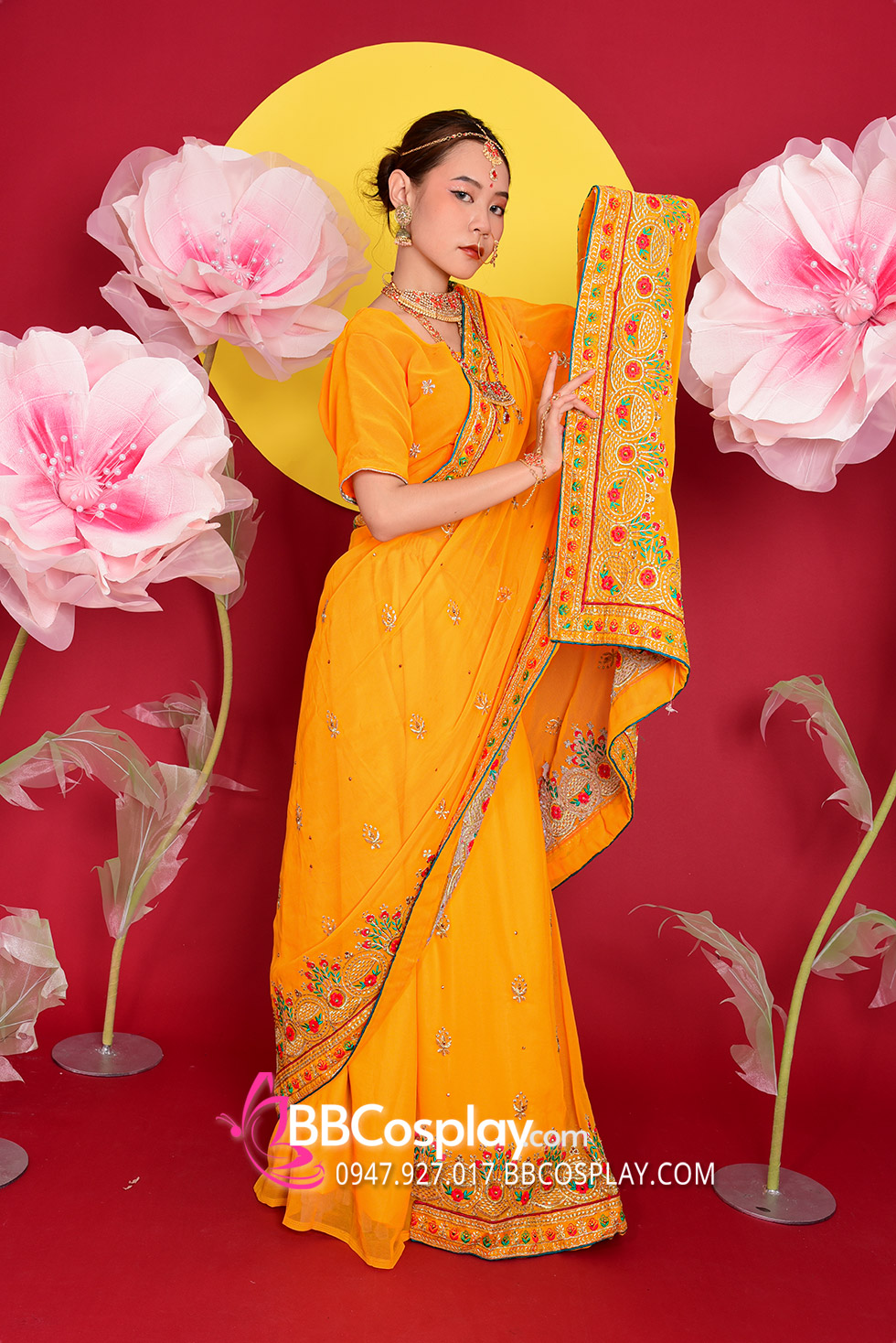 Sari Truyền Thống Ấn Độ Vàng Mustard