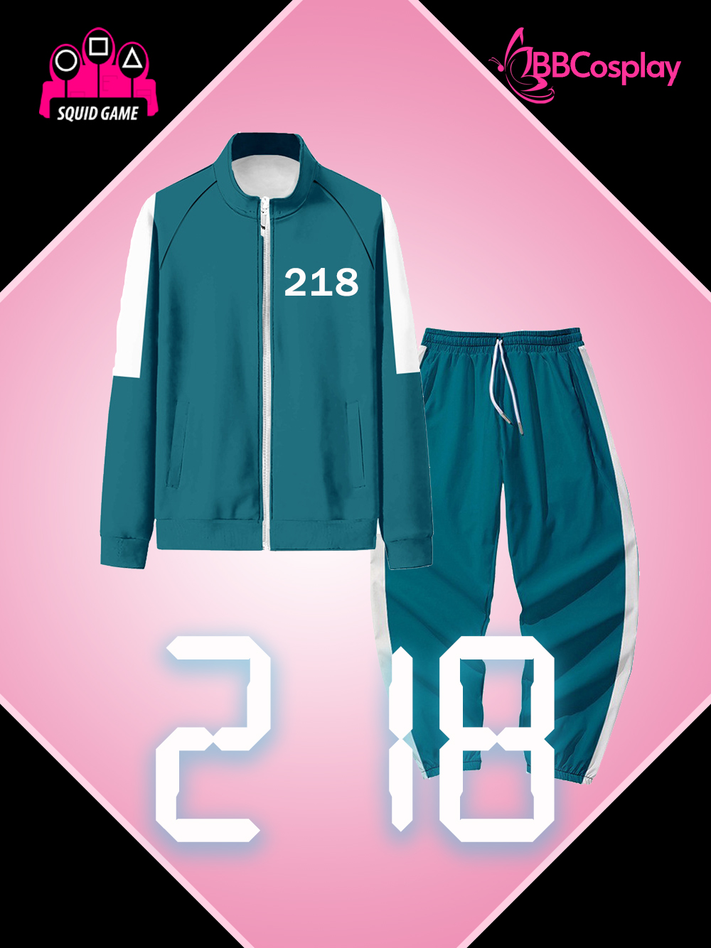 Đồ Người Chơi 218 Trò Chơi Con Mực - Màu Xanh Nhạt