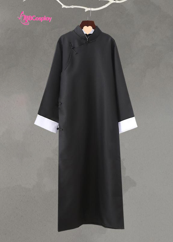 Áo Sẫm Sườn Xám Nam Vải Kaki - Màu Đen