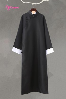 Áo Sẫm Sườn Xám Nam Vải Kaki - Màu Đen