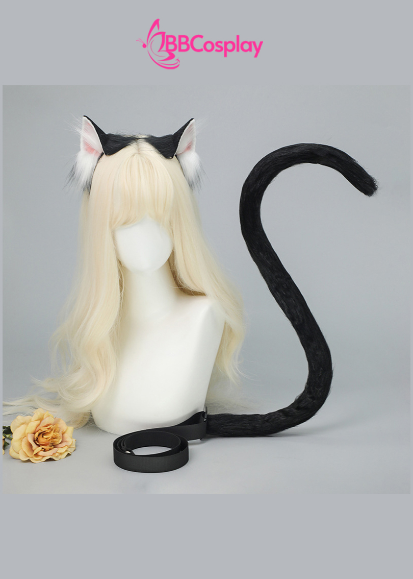 Bộ Phụ Kiện Hoá Trang Tai Và Đuôi Mèo - Màu Đen