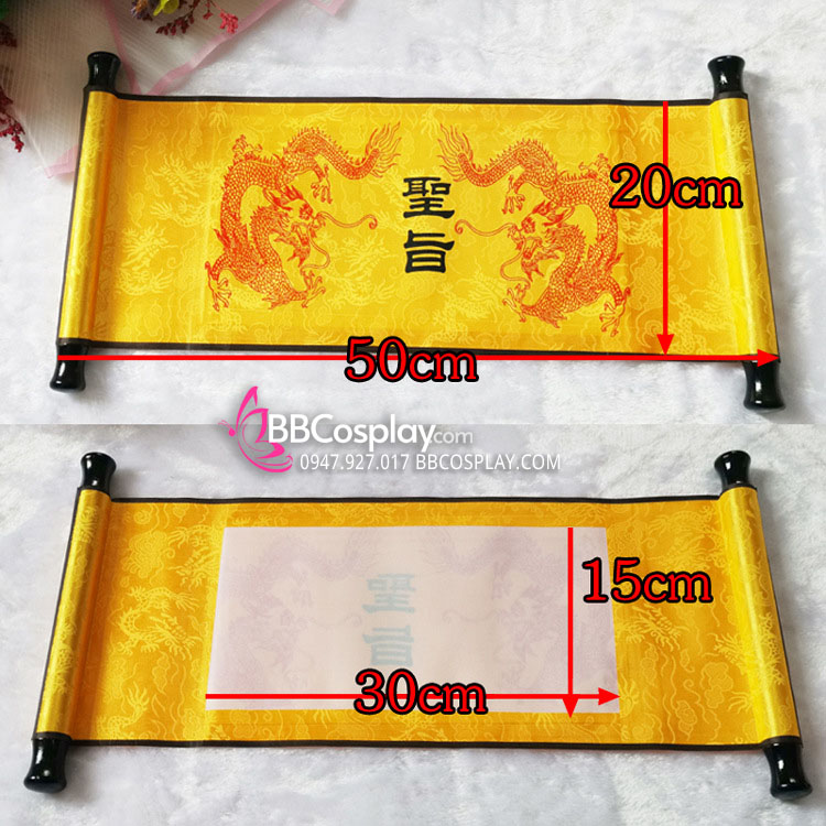 Thánh Chỉ Gấm Vàng In Song Long Kèm Chữ Thánh Chỉ - Màu Vàng