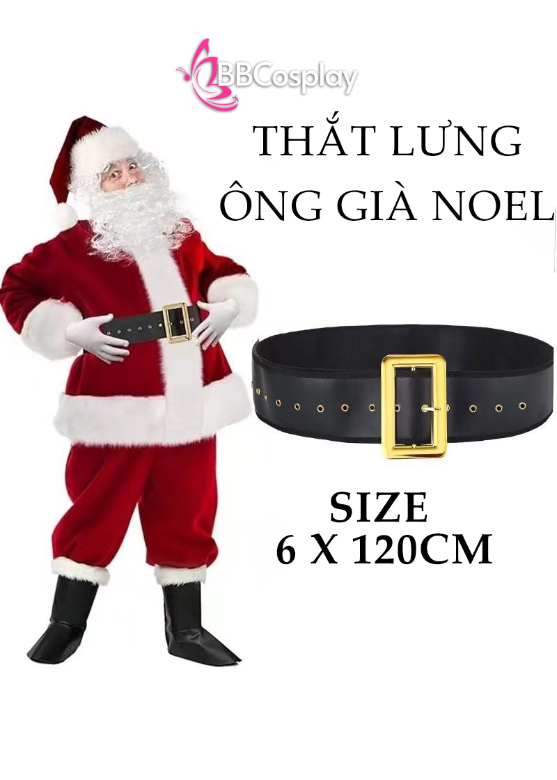 Thắt Lưng Đen Santa Claus - Thắt Lưng Ông Già Noel 6 X120Cm