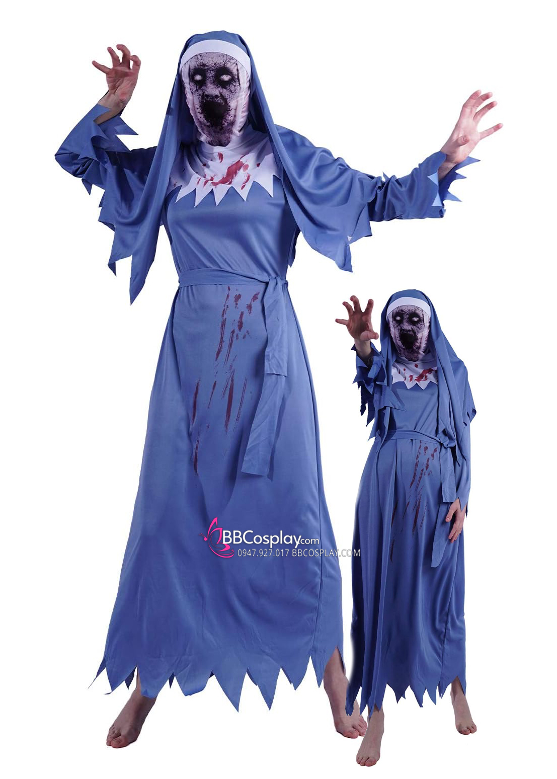 Trang Phục Nữ Tu Xanh Dương Có Máu