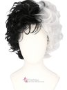 Tóc Giả Ngắn 2 Màu Đén Trắng Xoăn Có Mái Thưa