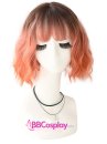 Tóc Giả Ngắn Hồng Cam Chuyển Màu