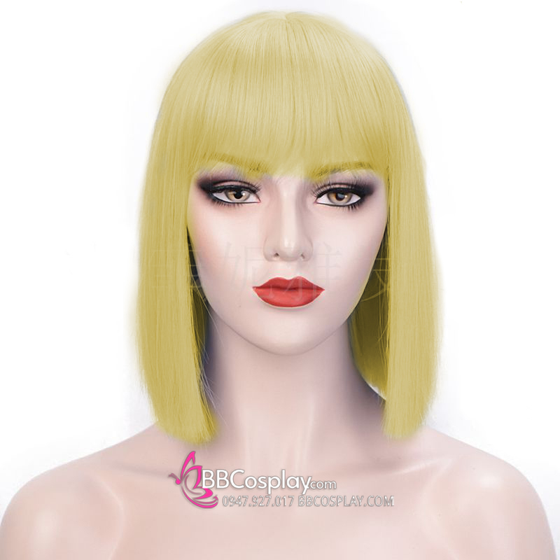 Tóc Giả Vàng Nhạt Mái Thưa Ngắn Ngang Vai