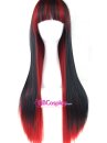 Tóc Giả Mix 2 Màu Đen Đỏ Dài 60Cm