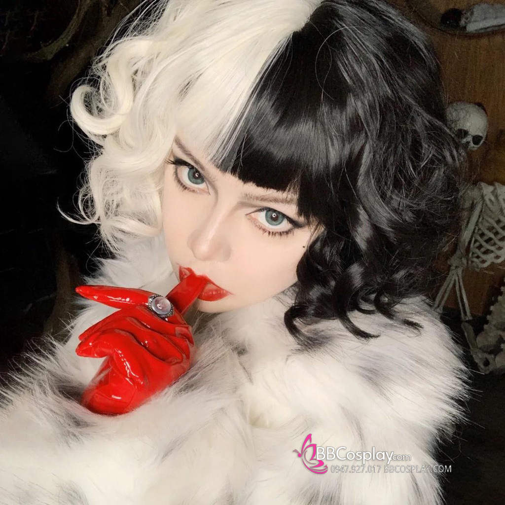 Tóc Giả Ngắn Mái Ngang Ngắn Ngang Vai Xoăn