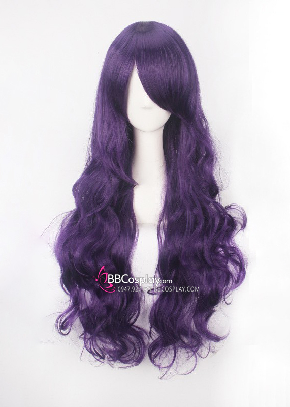 Tóc Tím Dài Xoăn Dài 80Cm