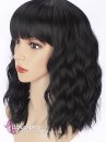 Tóc Giả Đen Ngắn Gợn Sóng Mái Ngang