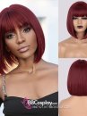 Tóc Ngắn Đỏ Rượu Mái Ngang
