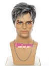 Tóc Giả Nam Thời Trang Xám Line Trắng