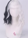 Tóc Giả Ngắn Nữa Trắng Đen Gợn Sóng
