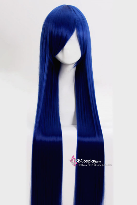 Tóc Giả Xanh Đen Thẳng Dài Có Mái