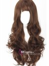 Tóc Giả Nâu Dài Xoăn Mái Ngắn