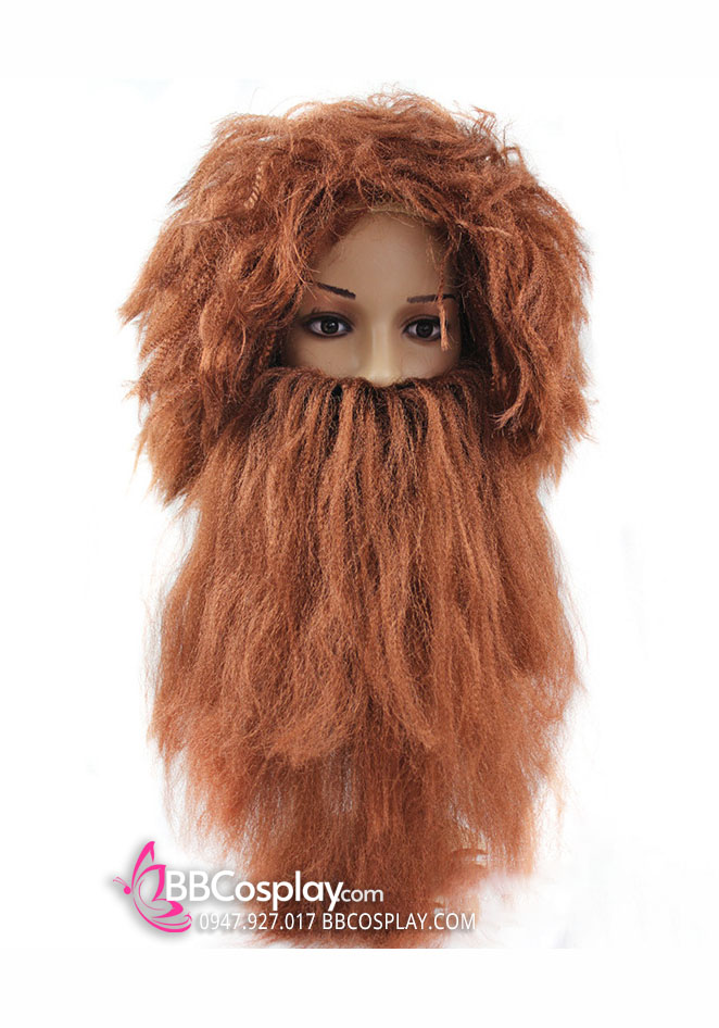 Bộ Râu Tóc Người Rừng Tarzan - Râu Tóc Hoá Trang Thổ Dân - Màu Nâu