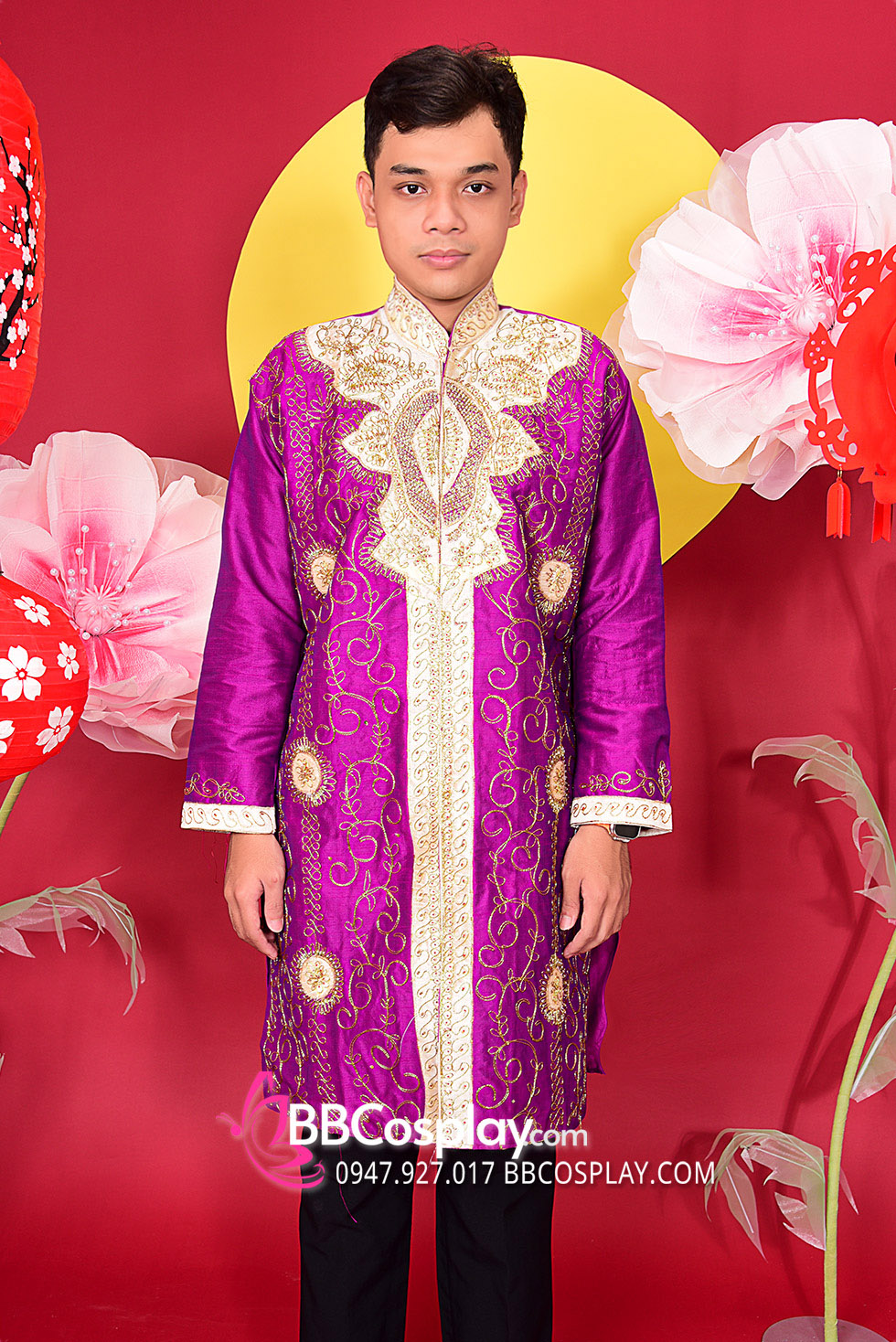 Trang Phục Truyền Thống Ấn Độ Nam Tím Gold