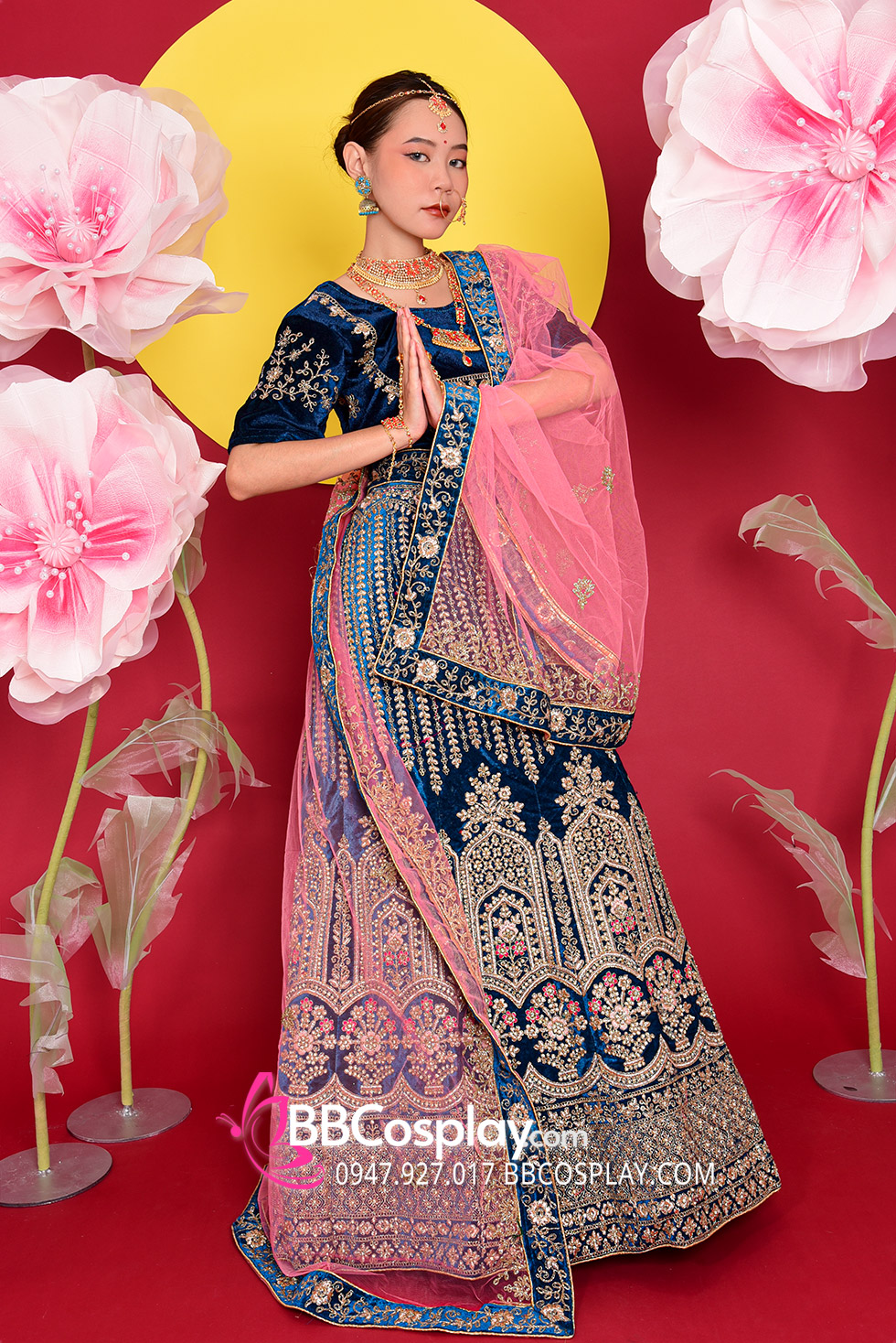 Trang Phục Ấn Độ Lehanga Xanh Cobalt Blue