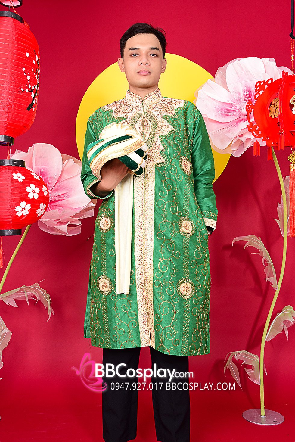 Trang Phục Ấn Độ Nam Xanh Golden Parrot