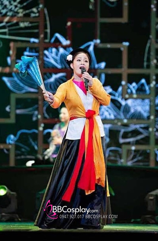 Áo Tứ Thân Quan Họ Áo Cam Váy Đen