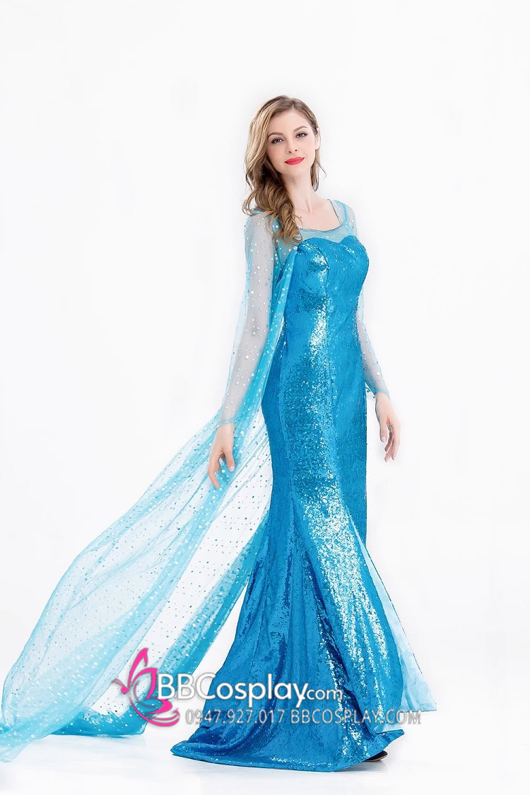 Đầm Nữ Hoàng Băng Giá Elsa - Dáng Đuôi Cá Mẫu Đẹp Hàng QC