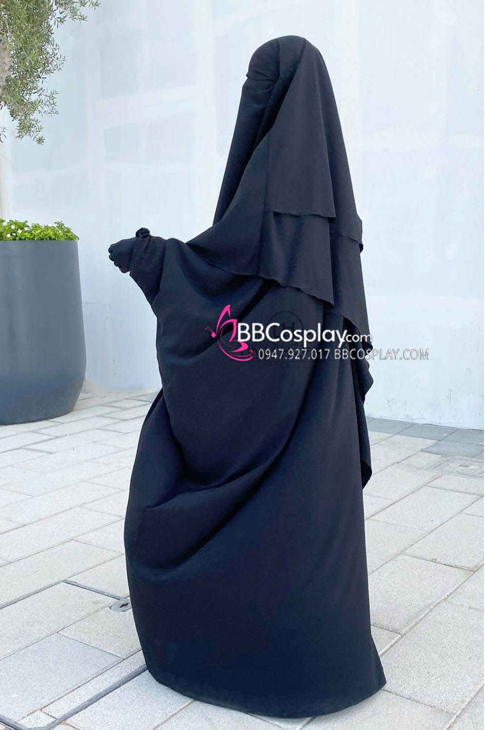Trang Phục Nữ Hồi Giáo Có Khăn Trùm Đầu Viền Đen