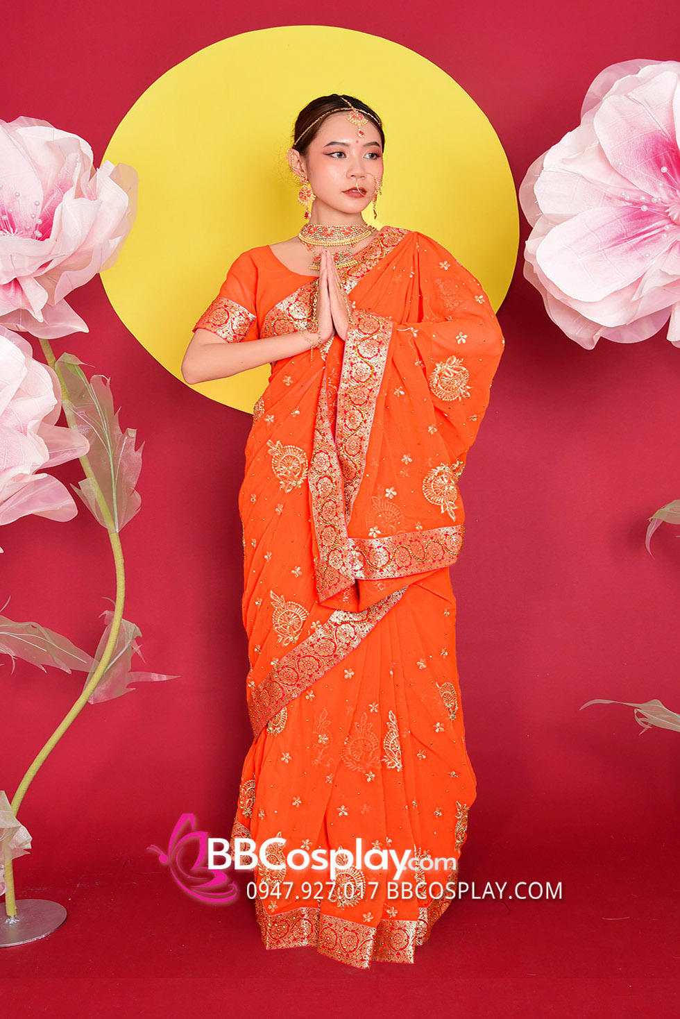 Trang Phục Sari Ấn Độ Cam Carot