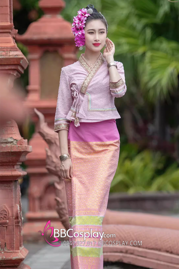 Trang Phục Thái - Vân Nam Màu Hồng Baby