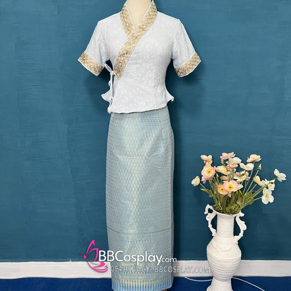 Trang Phục Thái - Vân Nam Áo Trắng Váy Xanh