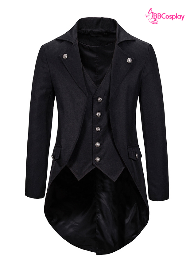 Vest Đuôi Tôm Quản Gia Đen Vải Kaki