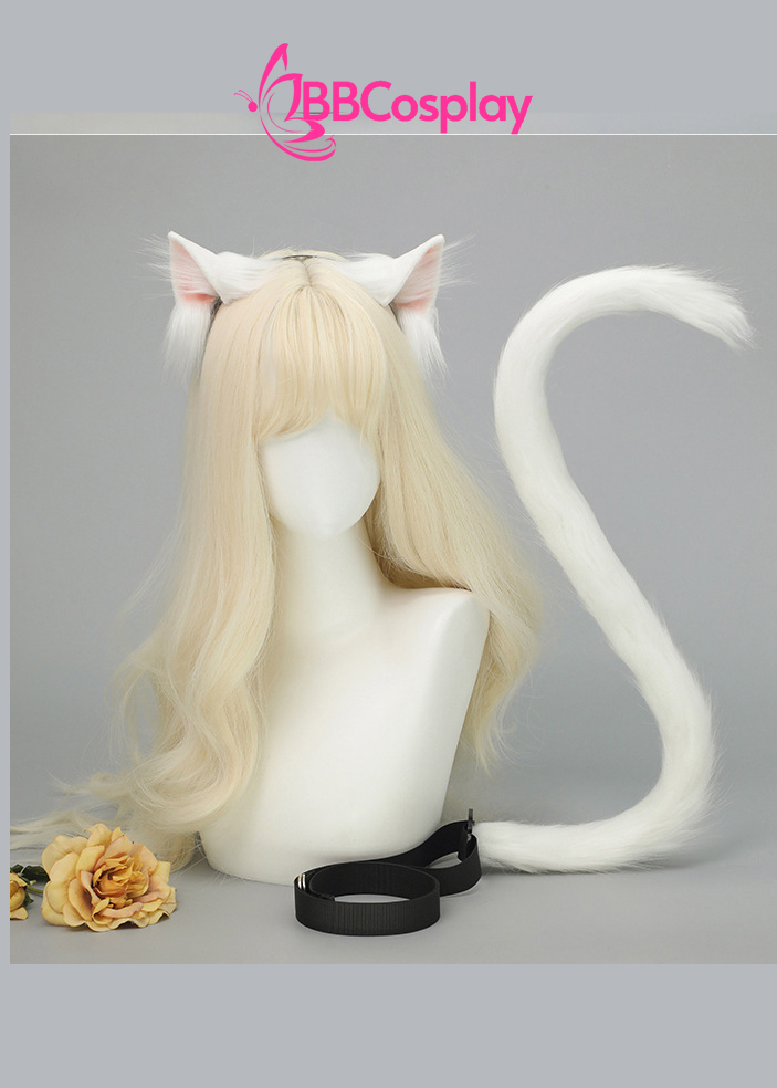 Bộ Phụ Kiện Hoá Trang Tai Và Đuôi Mèo - Màu Trắng