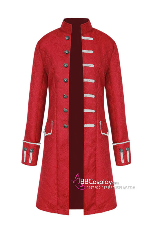 Vest Nam Châu Âu Napoleon Màu Đỏ Tươi Vest Thuyền Trưởng Hook