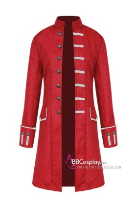 Vest Nam Châu Âu Napoleon Màu Đỏ Tươi Vest Thuyền Trưởng Hook