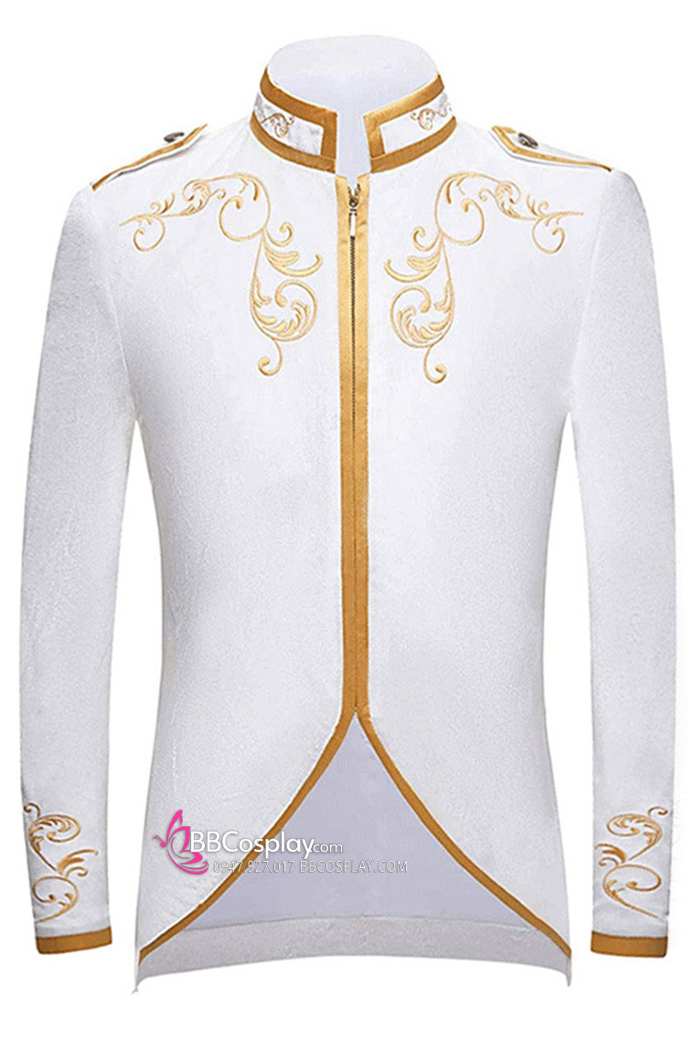 Vest Hoàng Tử Trắng Viền Vàng Vest Nam Tước